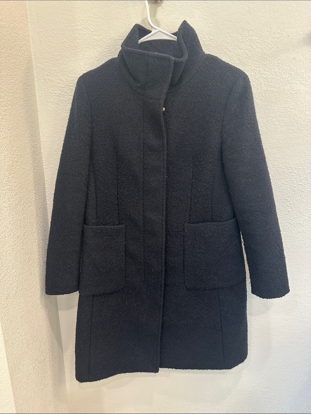 Navy Ann Taylor Women's Stand-Collar Wool Blend Coat